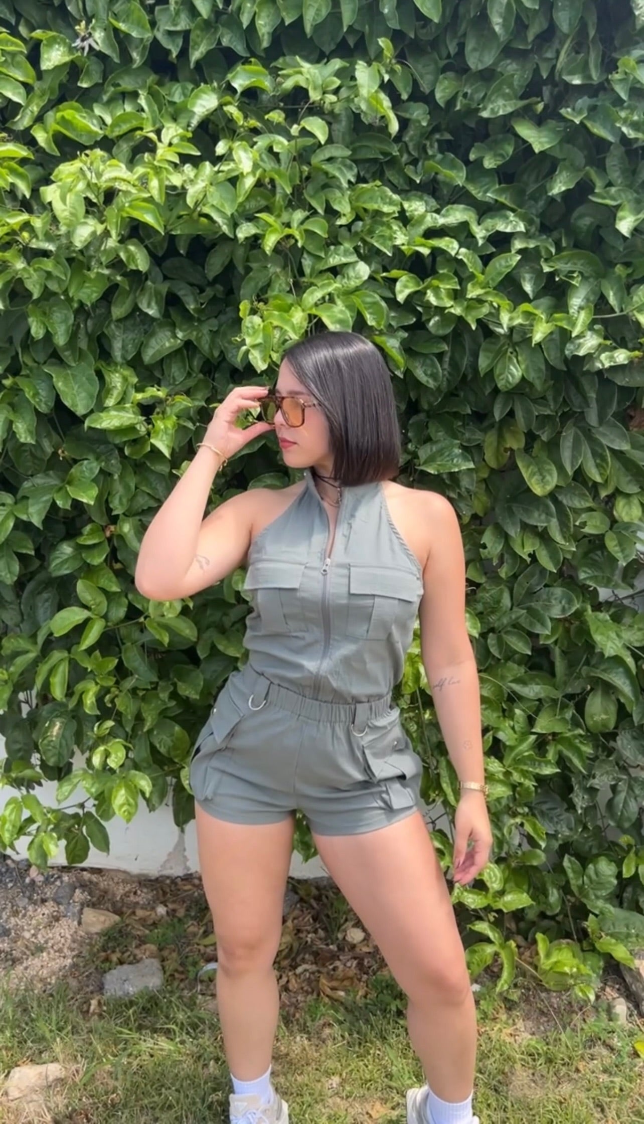 Olive cargo jumper