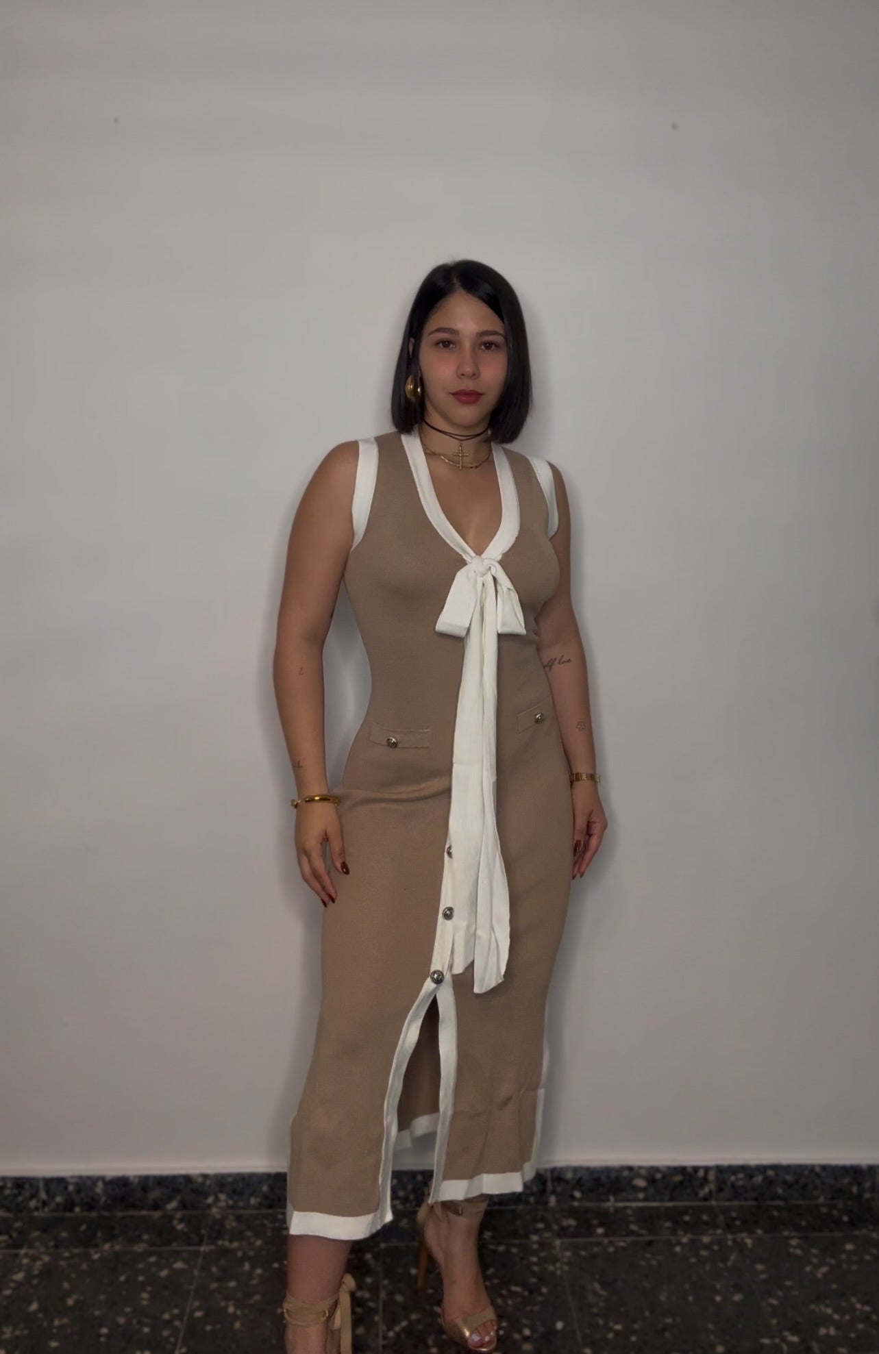 Beige midi dress