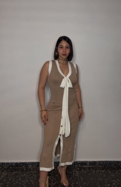 Beige midi dress