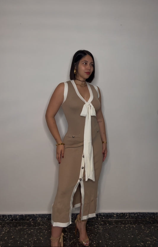 Beige midi dress