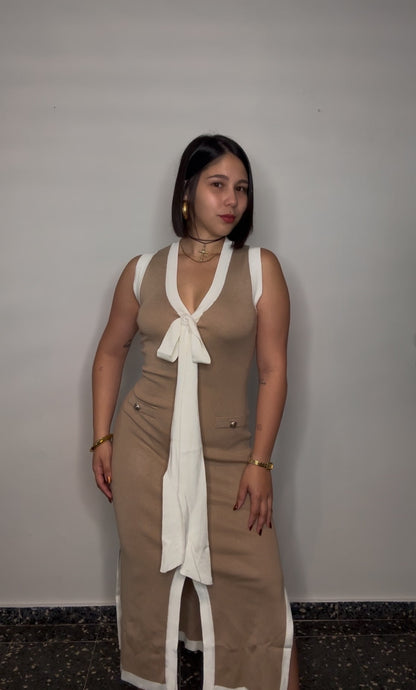 Beige midi dress